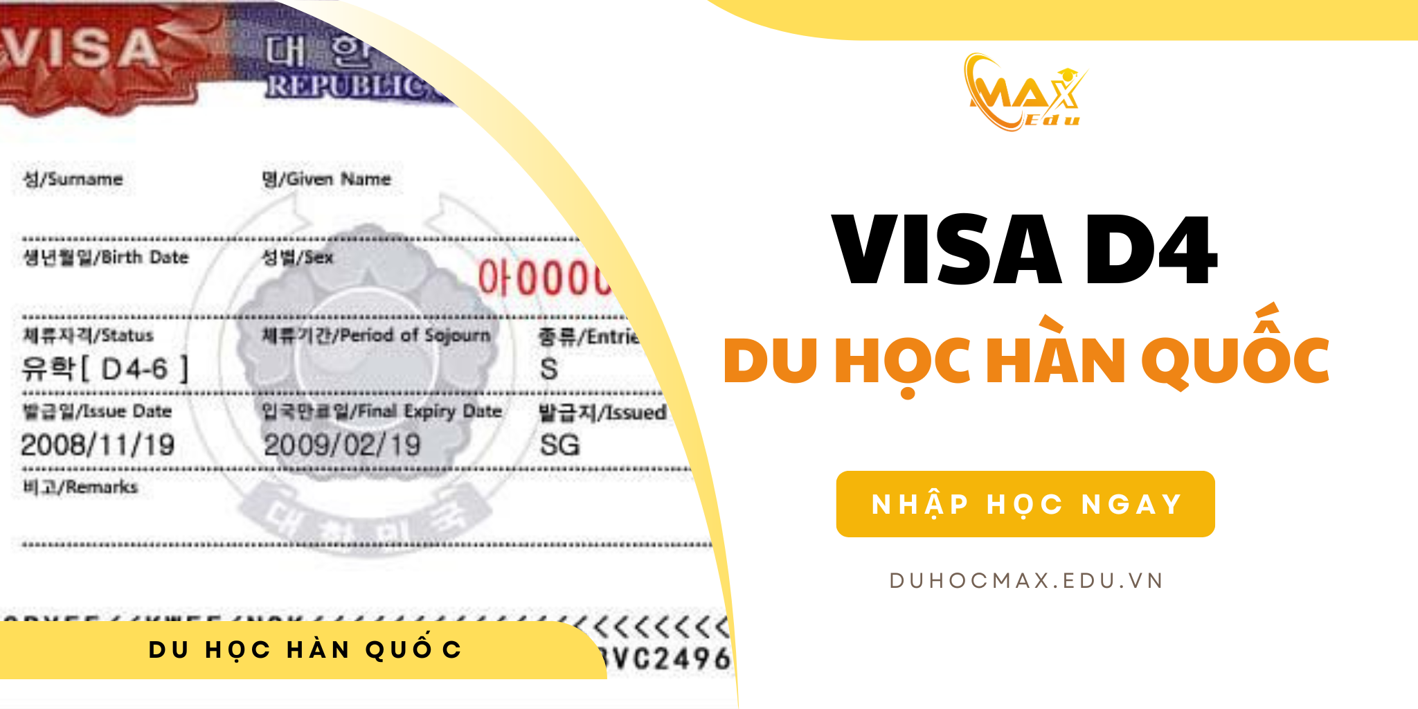 Visa D4 du học Hàn Quốc và các loại Visa D4 thường gặp